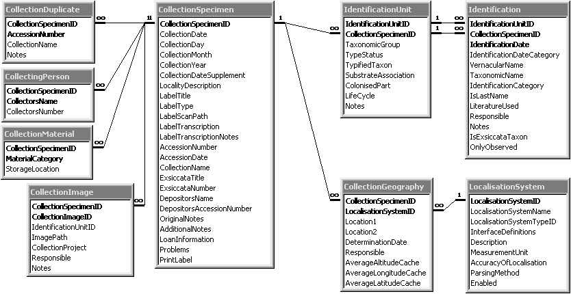 Entity relationship diagram of DiversityCollection